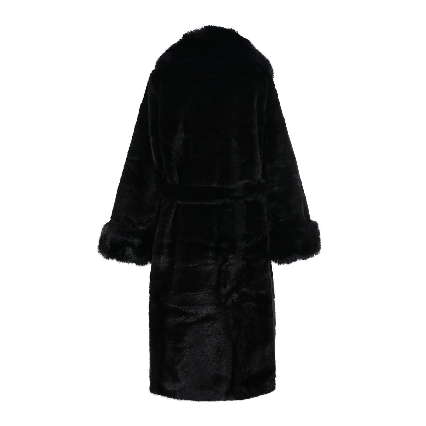 Dames bont mantel zwart