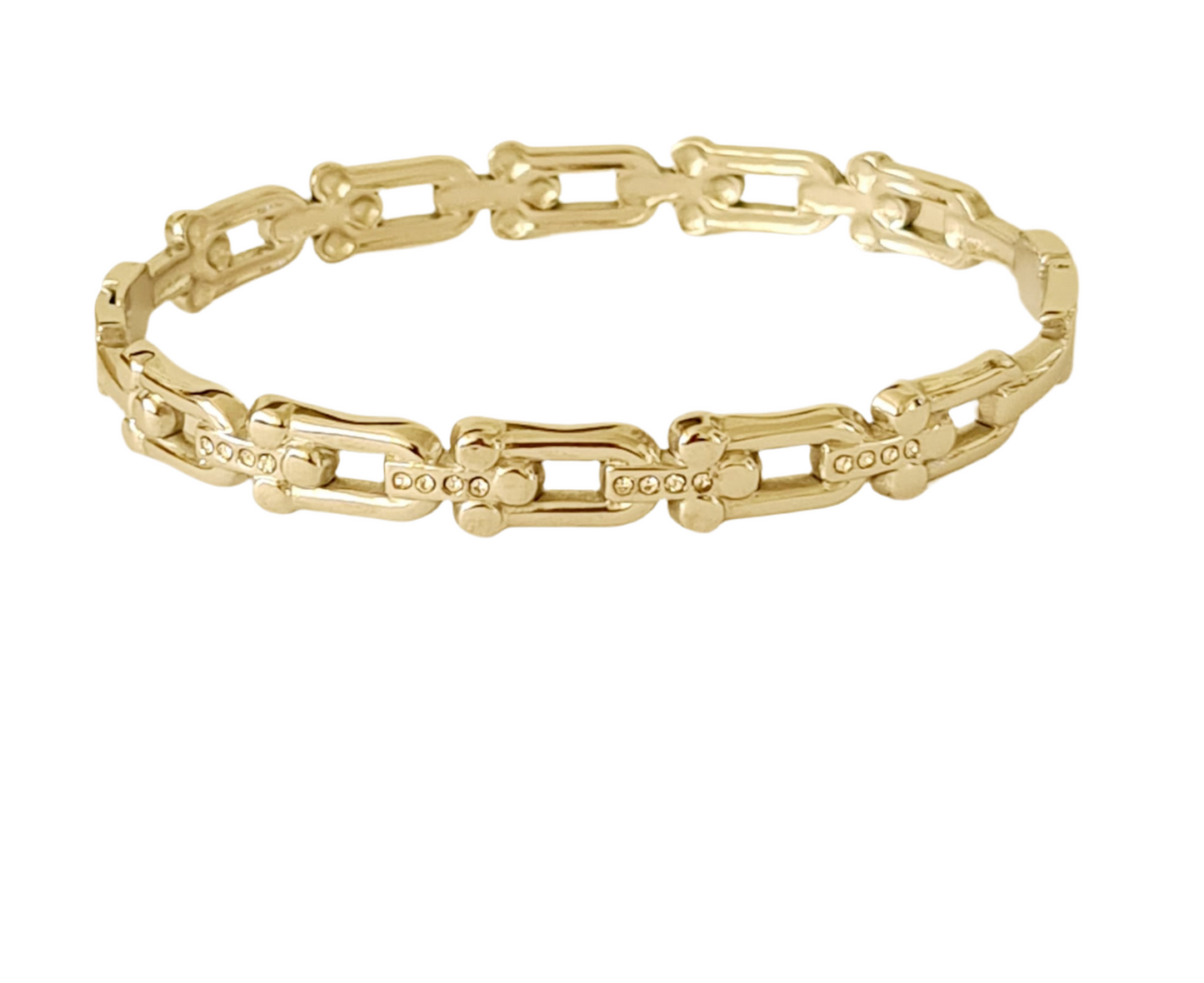 Silver schakel armband met steentjes