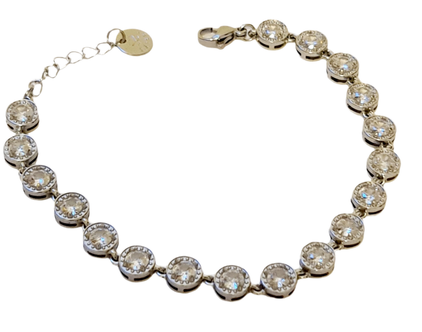 Zilverkleurige armketting met steentjes