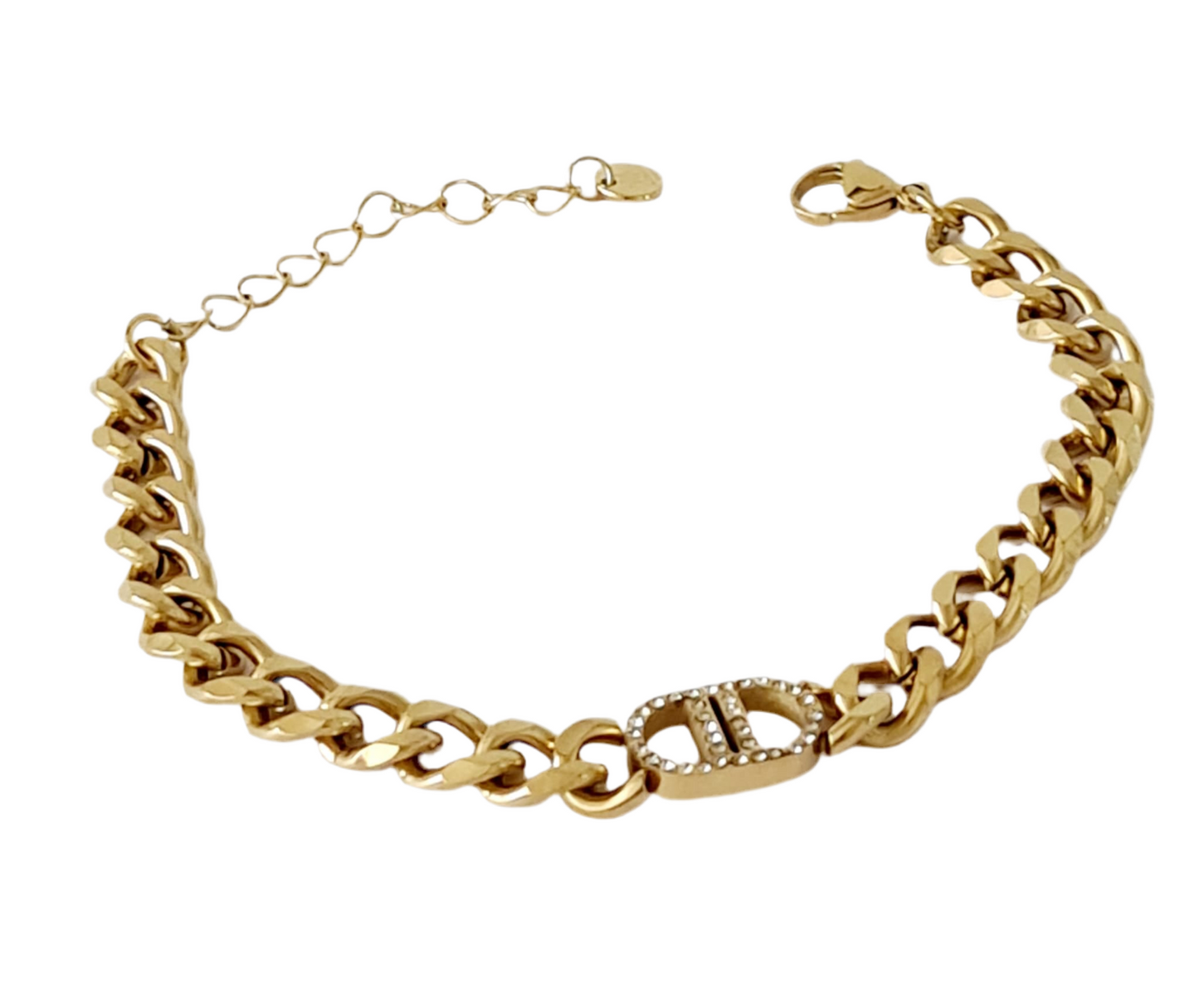 Schakel DD Armketting met steentjes