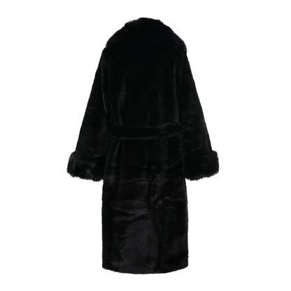 Dames bont mantel zwart