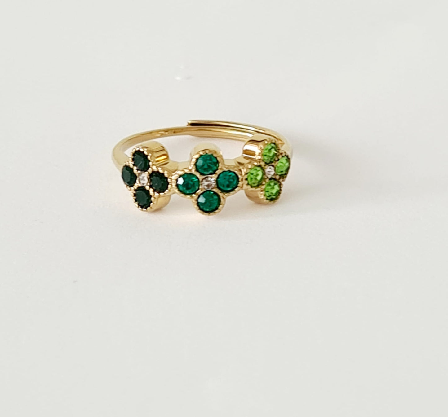 Tri-Color Clover Ring