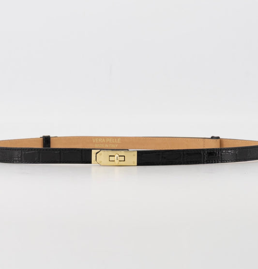Grace croco riem zwart