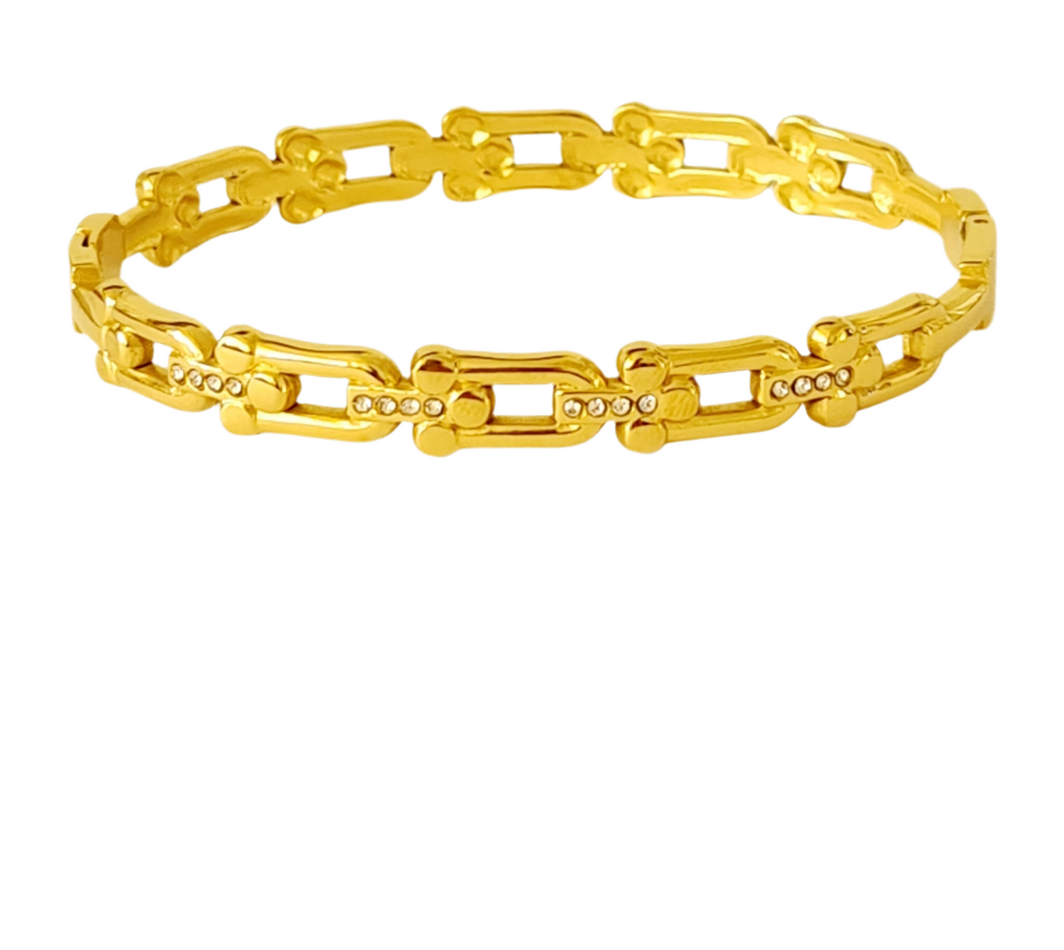 U schakel  met steentjes armband