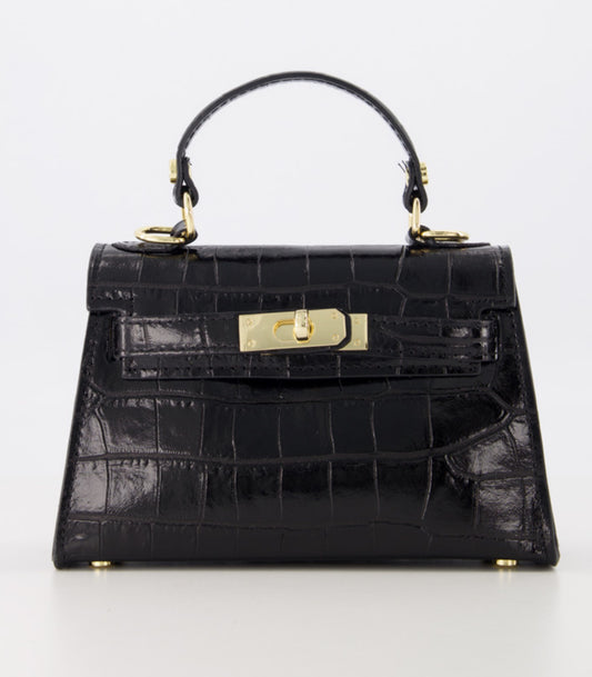 Grace croco handtas zwart