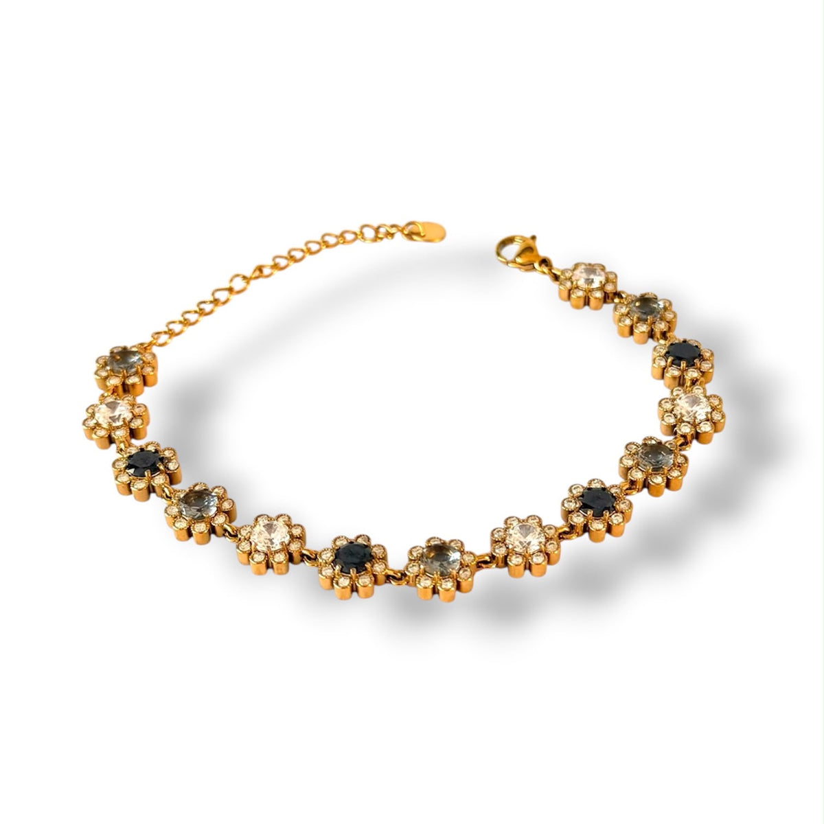 Armketting met blauw wit steentjes