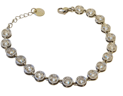 Zilverkleurige armketting met steentjes