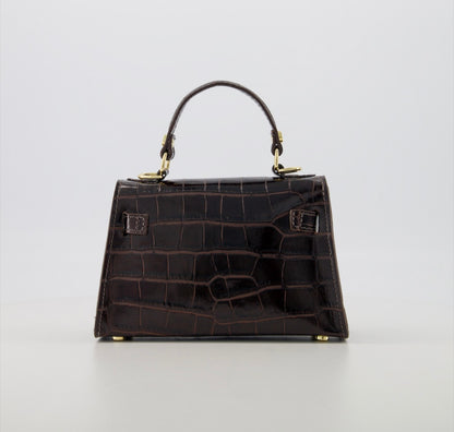Grace croco handtas donker bruin