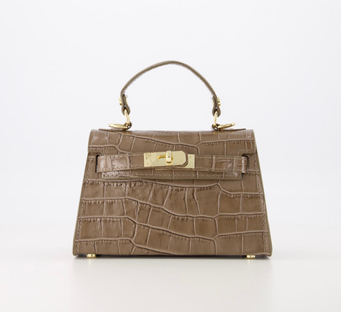 Grace croco handtas bruin