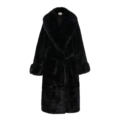 Dames bont mantel zwart