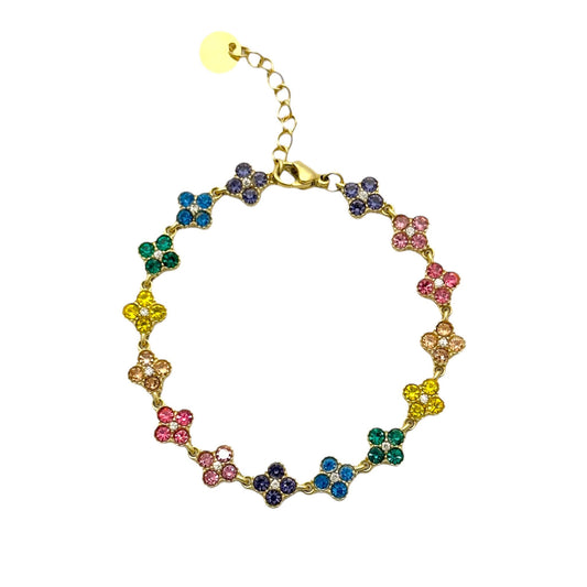 Gekleurd klavertjes armband