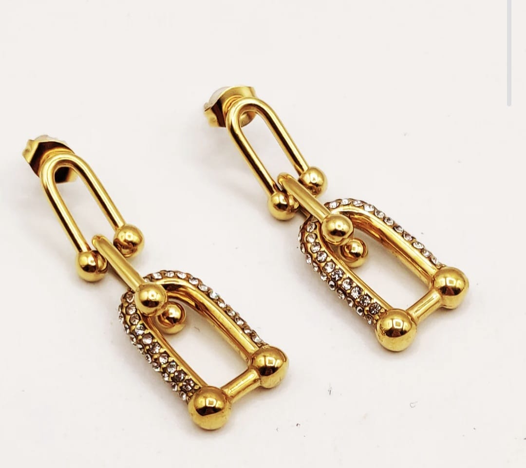 U vorming oorbellen met steentjes